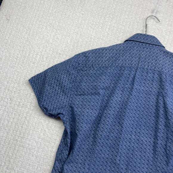 Anthony of London Blue Fish AOP Short Sleeves Dress Button Up Shirt Men Size L - Picture 13 of 14
